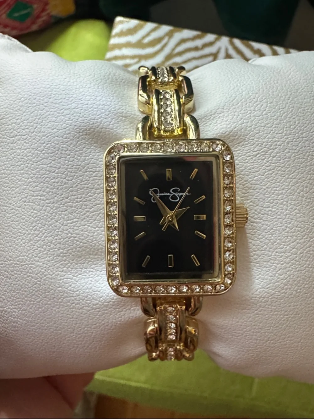 NWOT Jessica Simpson Gold Bracelet Watch with Black Face